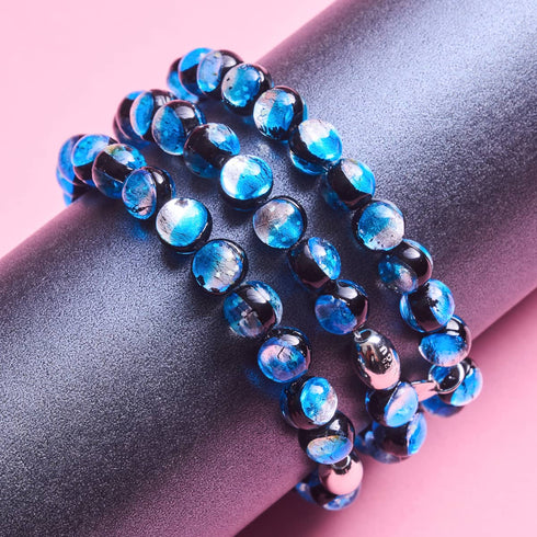 Eclipse bleue | Argent sterling 925 | Bracelet en verre lunaire